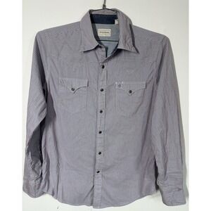 Stetson Mens Blue White Stripe Western Pearl Snap Long Sleeve Shirt Size M Rodeo